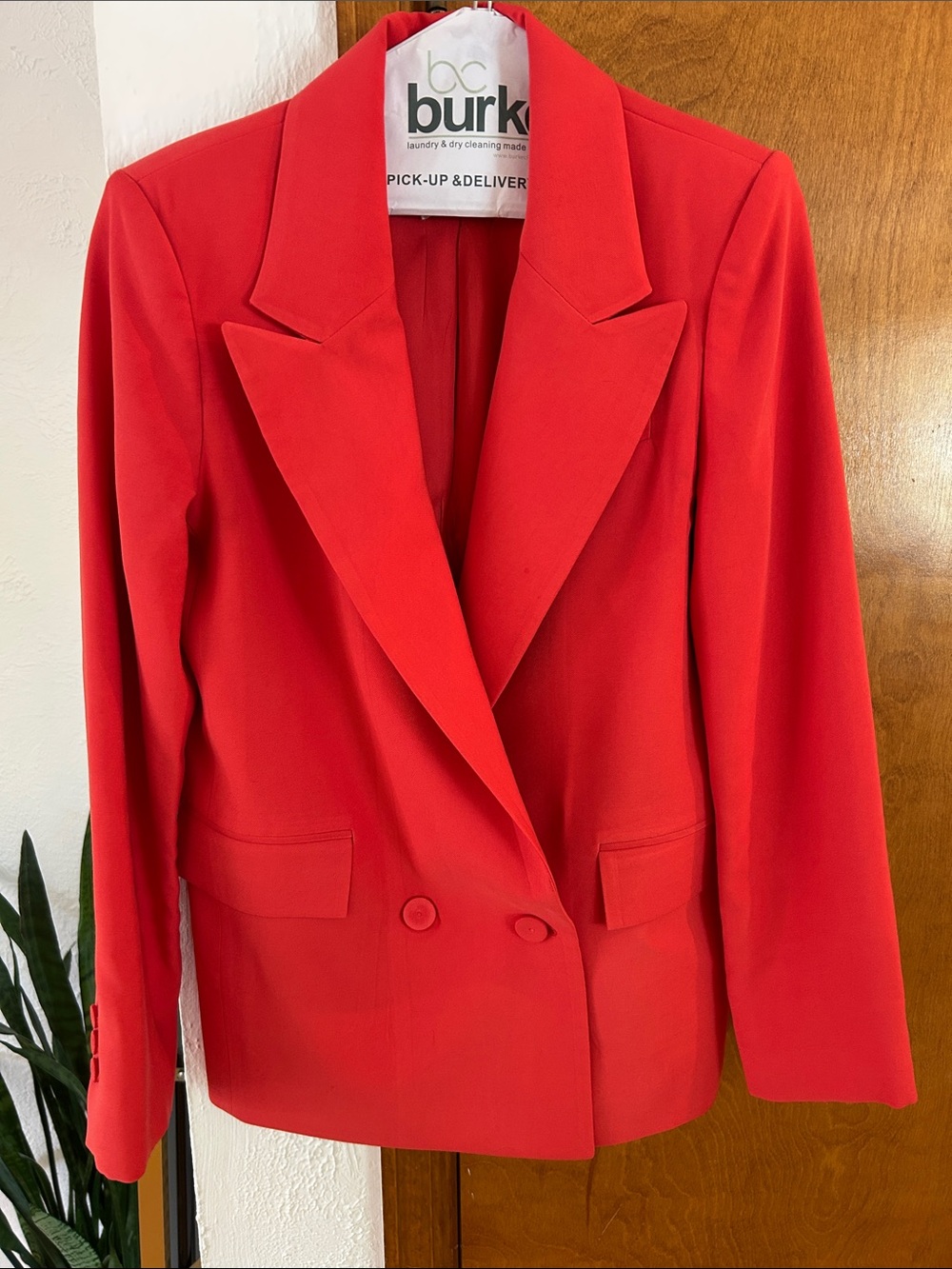Mango Salmon/ Orange Double-Breasted Women's Blazer, Medium
